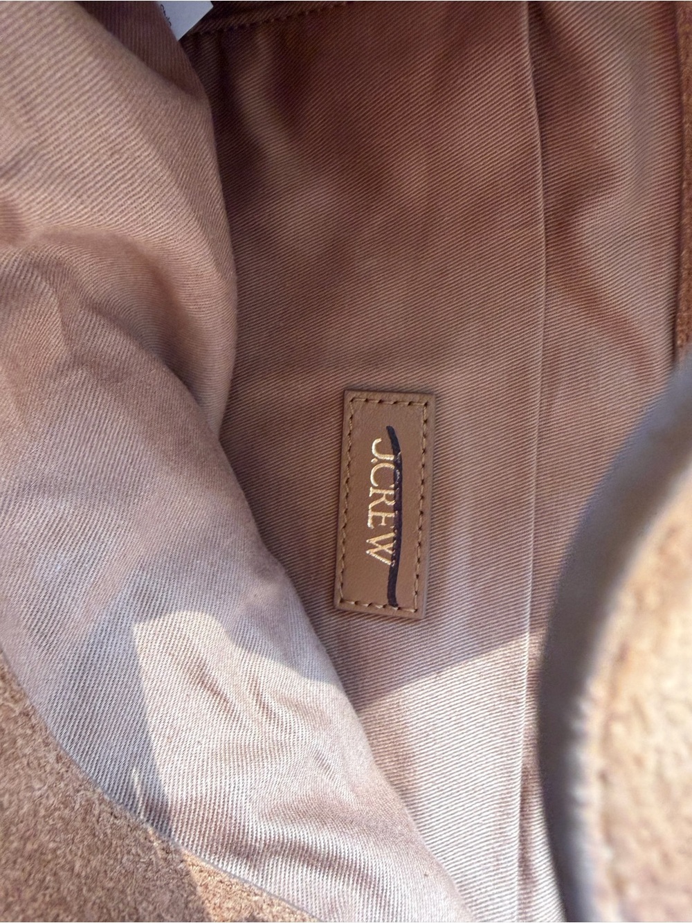 ⁠NWT J.Crew Berkeley Suede Shoulder Bag Blonde Espresso Brown Monogram MVP - Picture 4 of 7